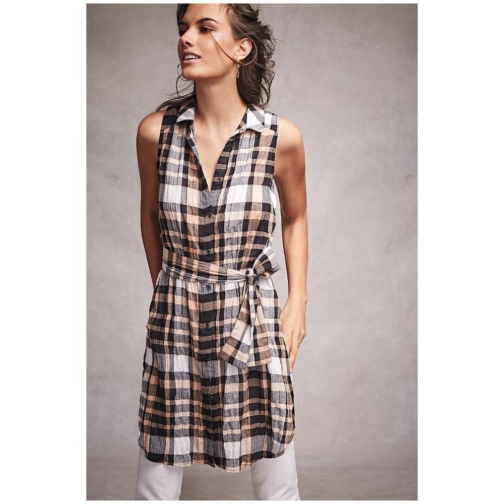 Anthropologie Holding Horses Sunlit Plaid Tunic sz 4 Women's Top